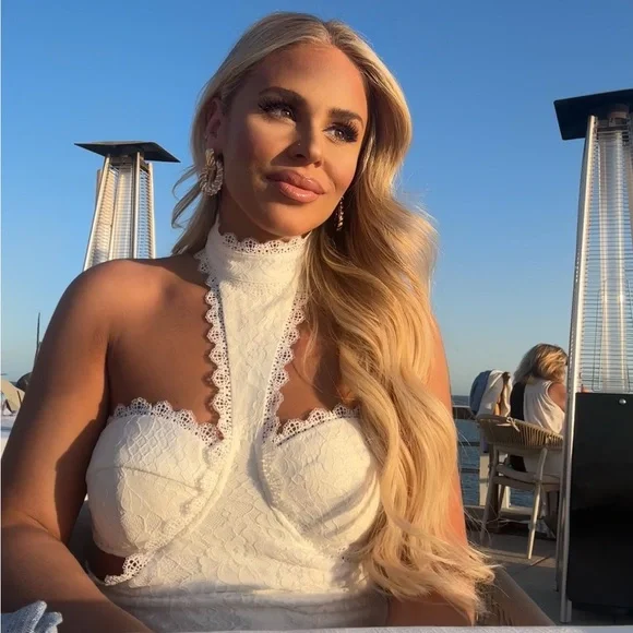 12th Tribe Princesa White Lace Drop Waist Maxi Dress Size M - Picture 6 of 8